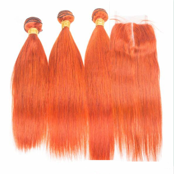 Orange Human Hair Bundle 8-30"