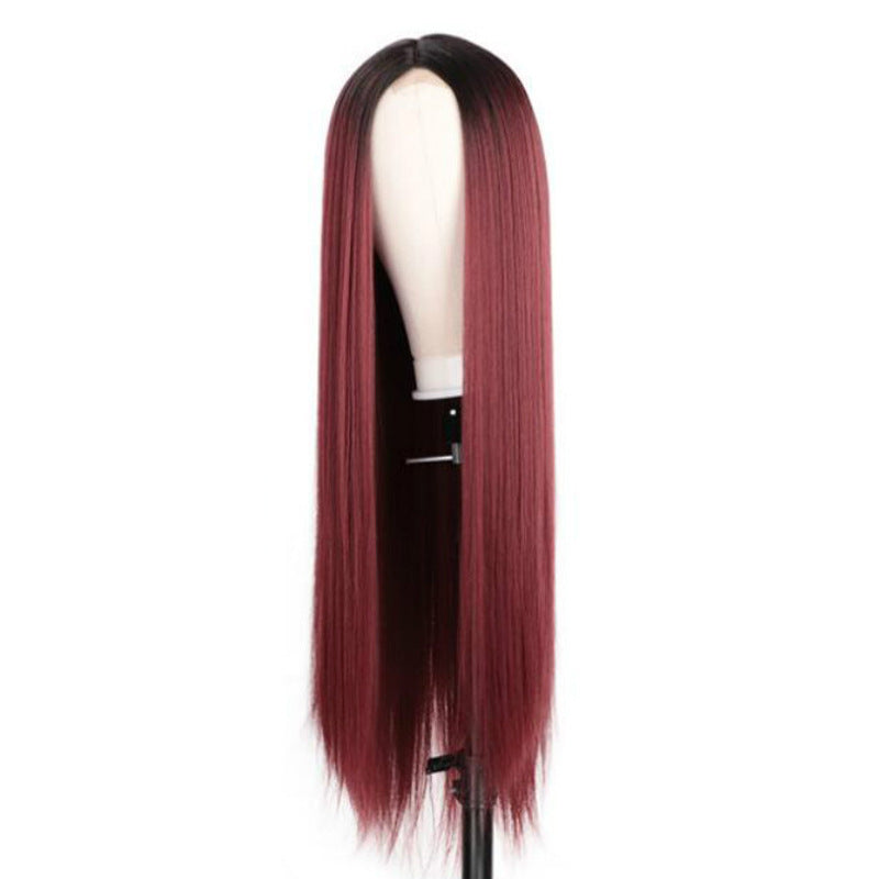 Pink, Red, White Long Straight Hair