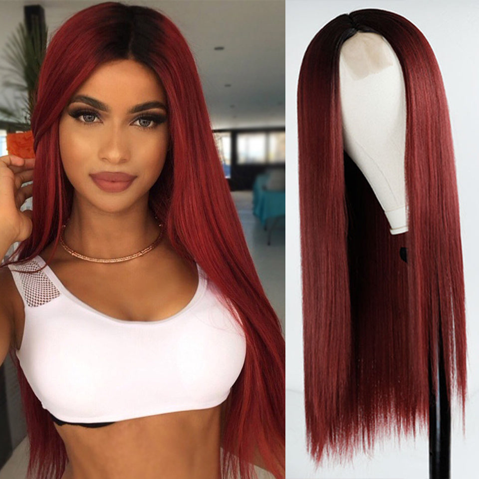 Pink, Red, White Long Straight Hair