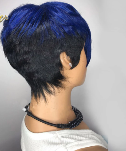 Blue Ombre Wavy Color Short Straight Bob Pixie