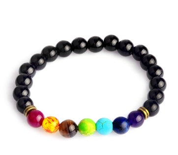 Black Lava 7 Chakra Beaded Bracelet