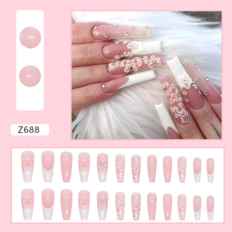 Long Ballet Diamond French Nails