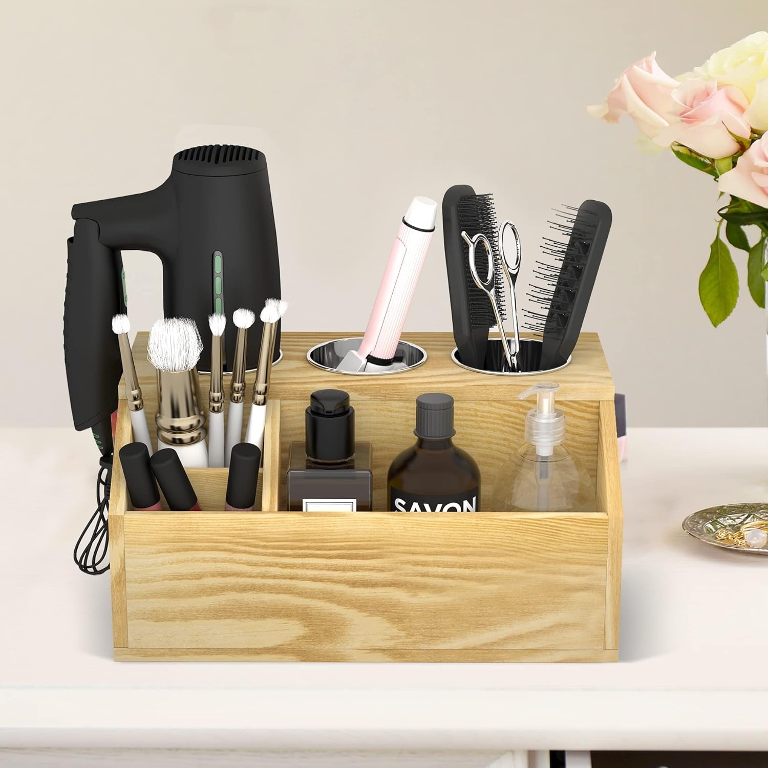 Wooden Hair Tool Organizer 