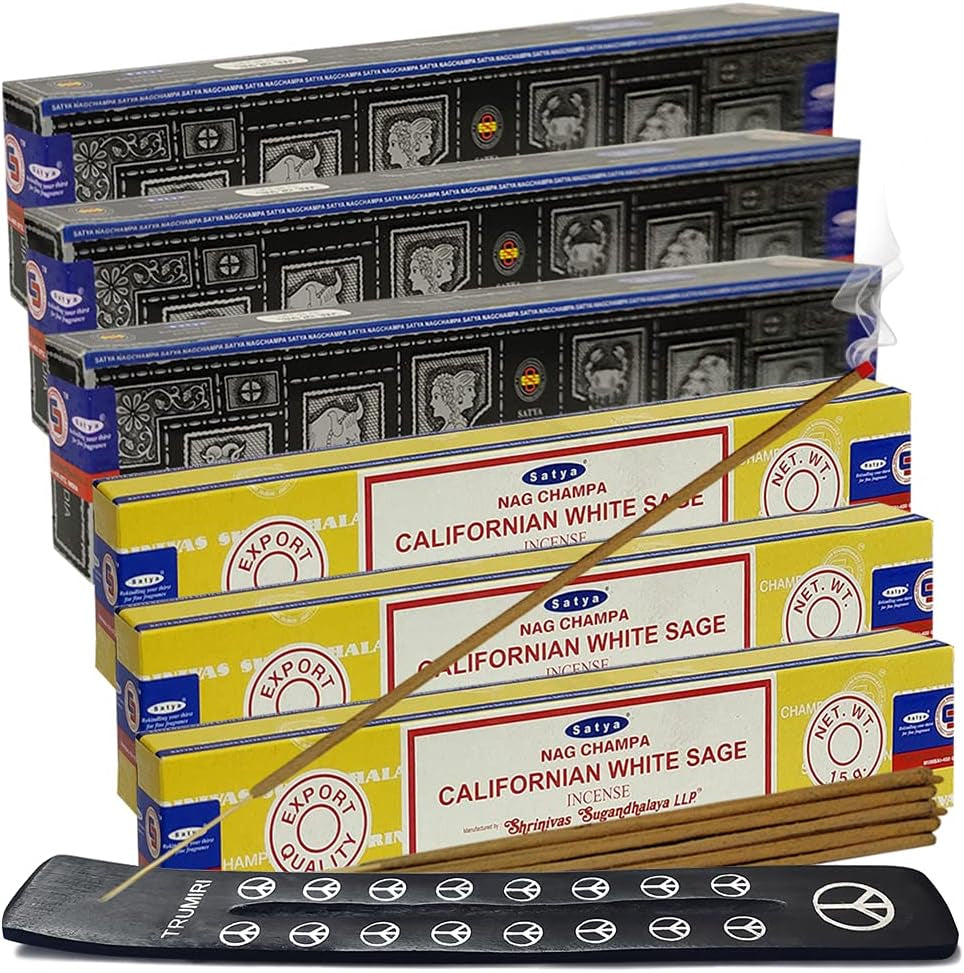 Super Hit White Sage Incense Sticks & Holder Bundle Variety Pack from House of Nag Champa Incense Sticks and