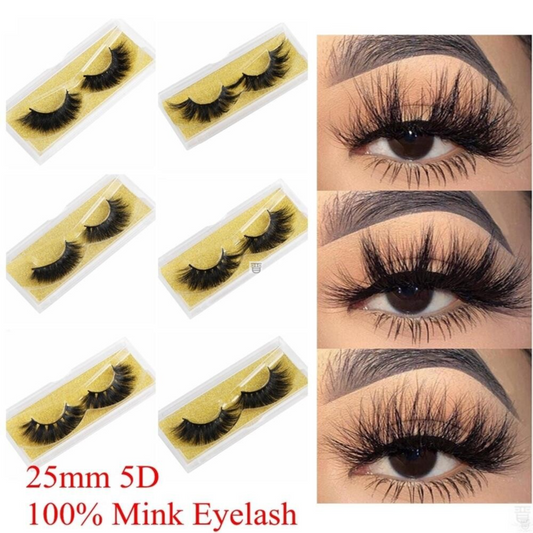 Mink Eyelashes 25mm Wispy Fluffy