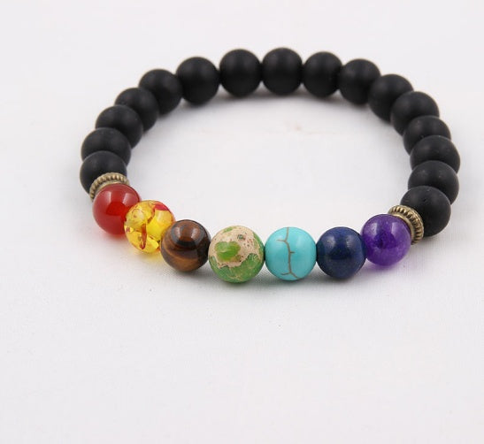 Black Lava 7 Chakra Beaded Bracelet