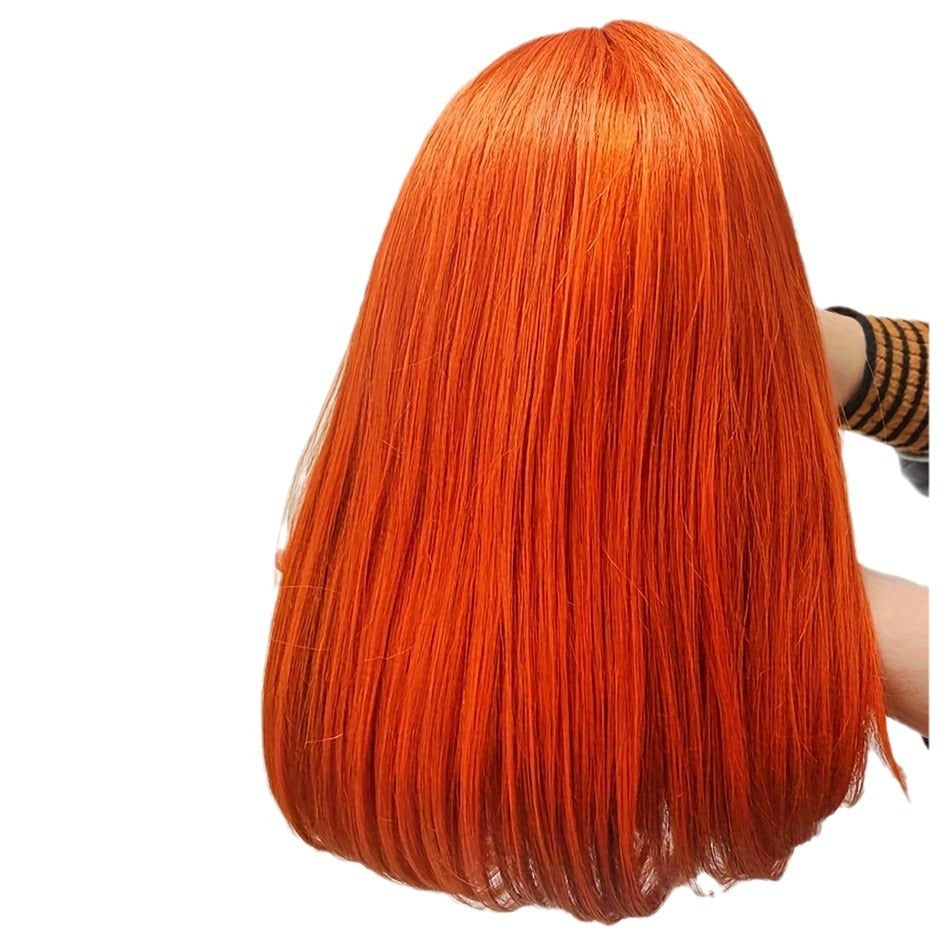 Straight Ginger Orange Bob Wigs Human Hair13x4