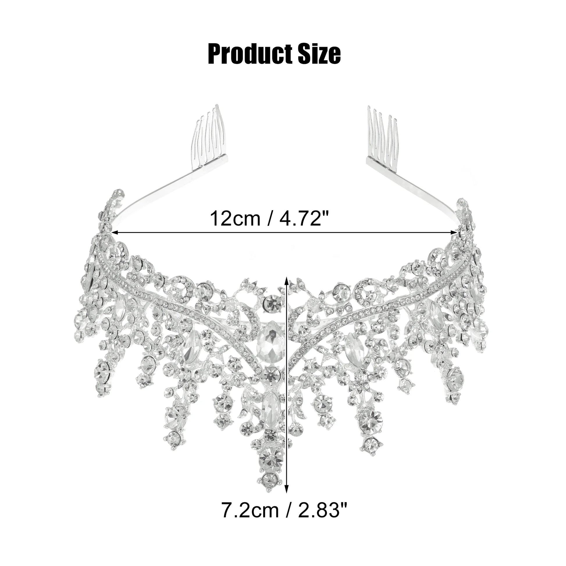 Silver Tone Crystal Tiara Crowns