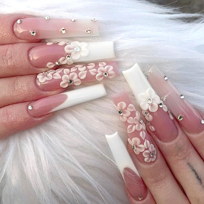 Long Ballet Diamond French Nails