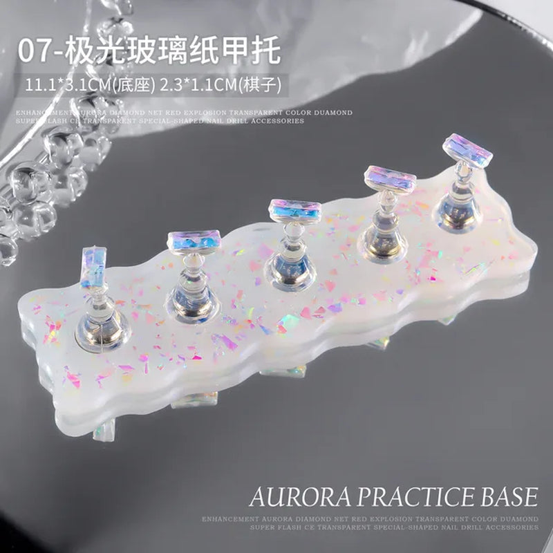 Aurora Acrylic Nail Holder with Base Showing Shelves Nail Stand for Press on Nails Fake Nail Tips Training Display Organizer