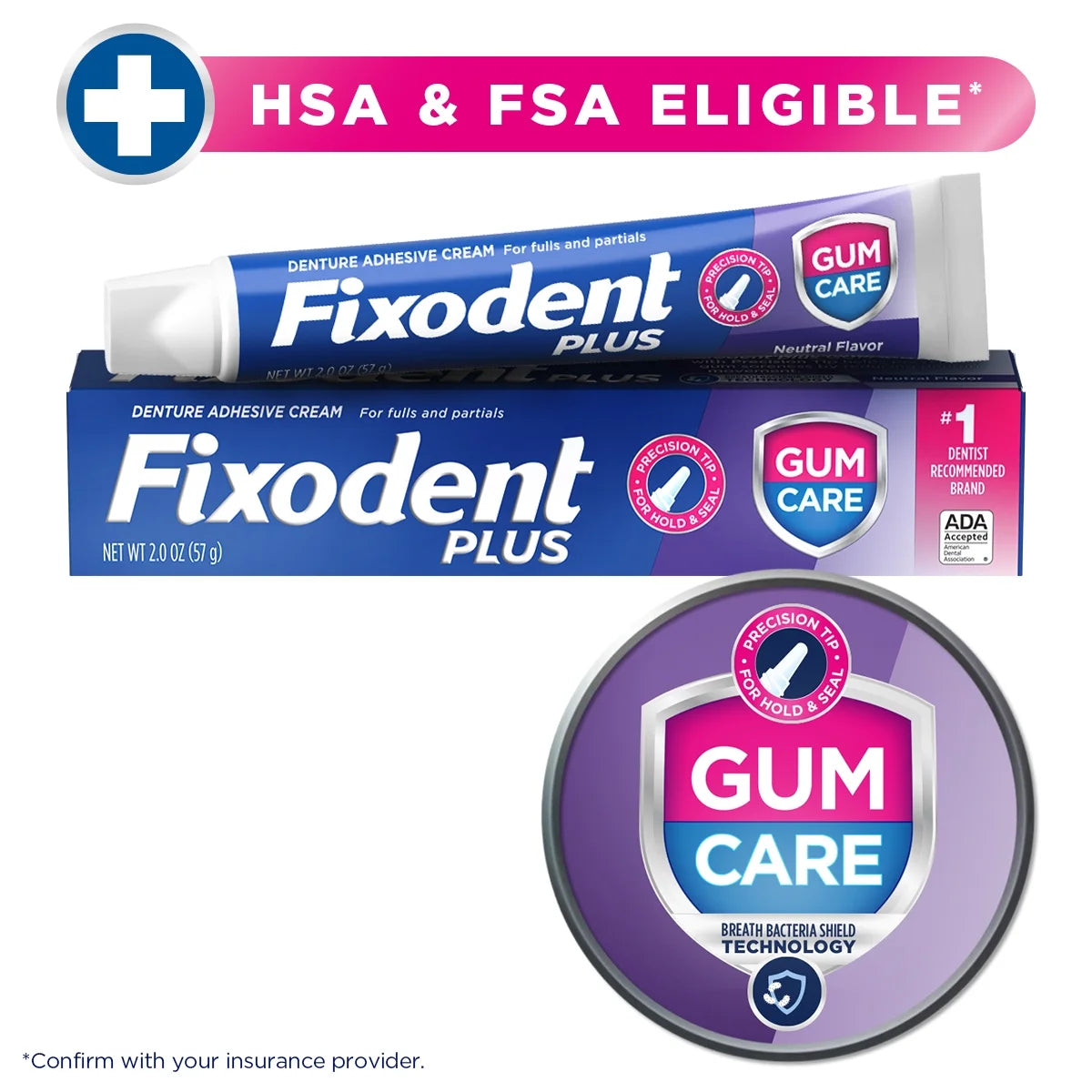 plus Gum Care Secure Denture Adhesive 2.0Oz