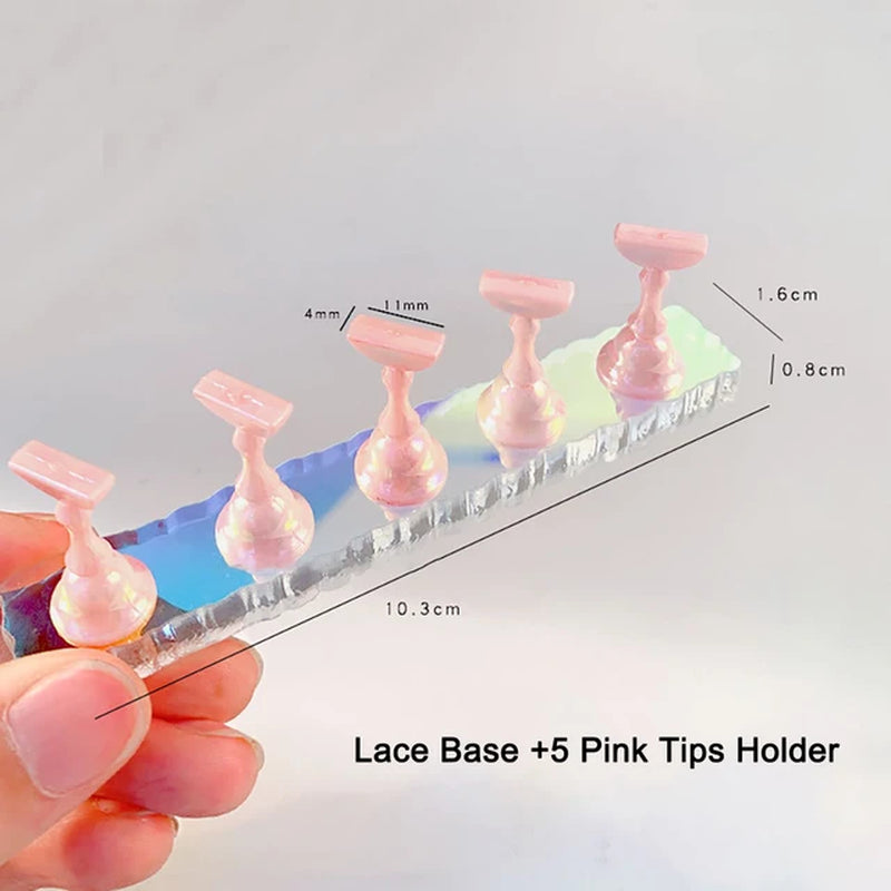 Aurora Acrylic Nail Holder with Base Showing Shelves Nail Stand for Press on Nails Fake Nail Tips Training Display Organizer