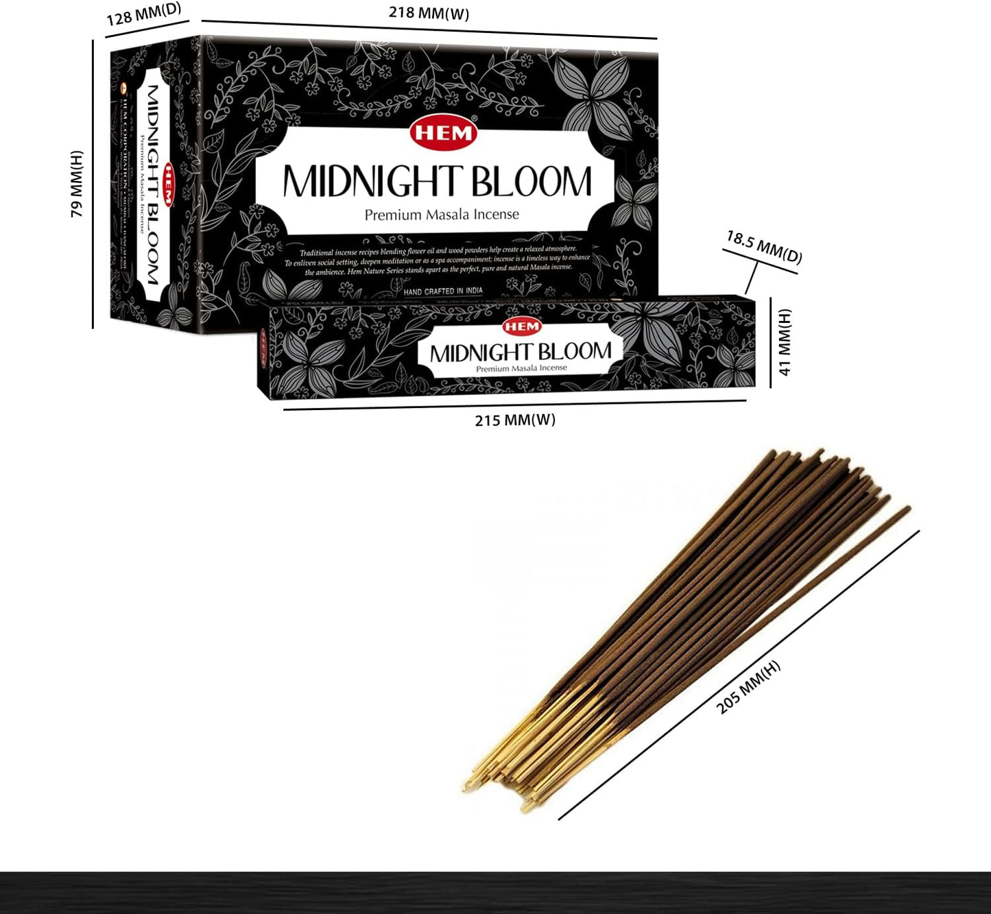 Midnight Bloom Natural Masala Relaxing Incense Sticks - 12 Packets (15G Each)