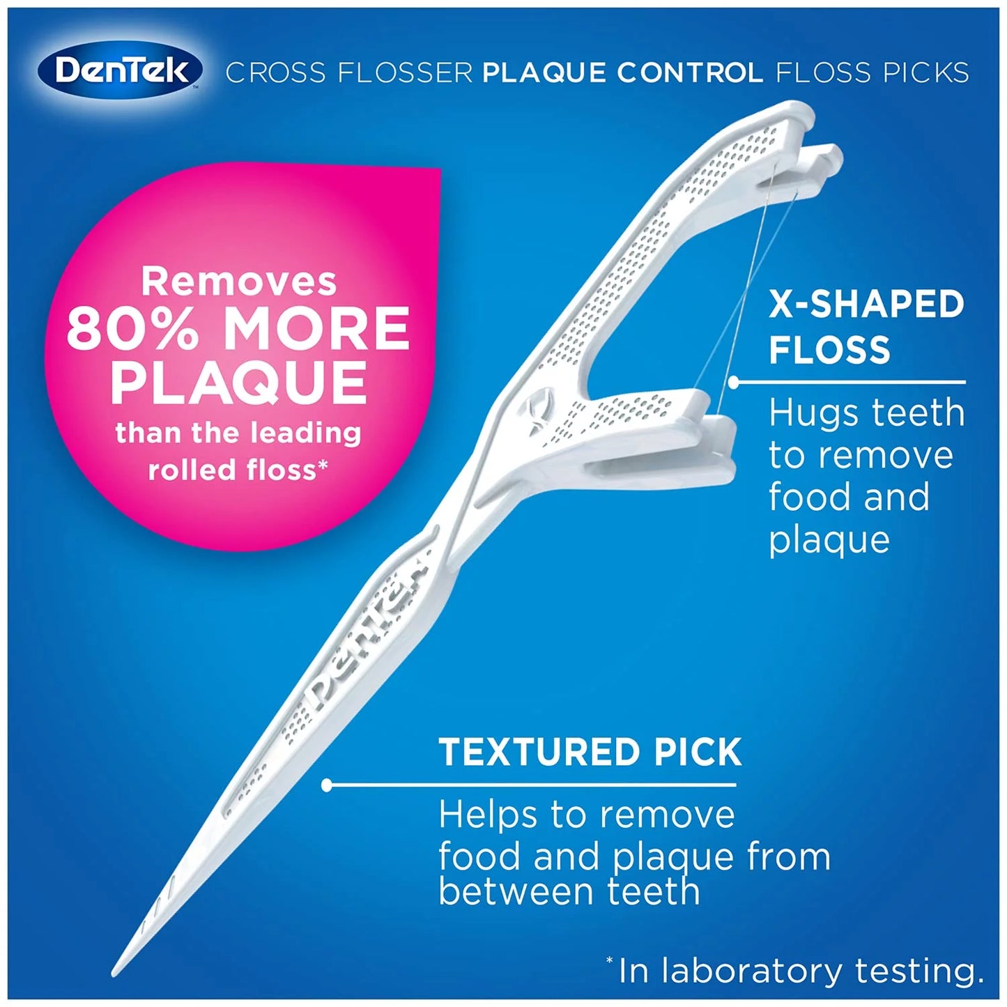 Cross Flosser Plaque Control Floss Picks, X-Shaped Floss, 75 Count, 3 Pack