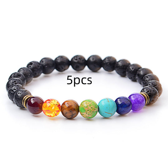 Black Lava 7 Chakra Beaded Bracelet