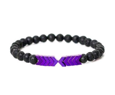 Purple Arrow Volcanic Stone Magnet Bracelet