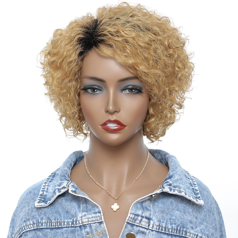 Small Curly Short Blonde Wig