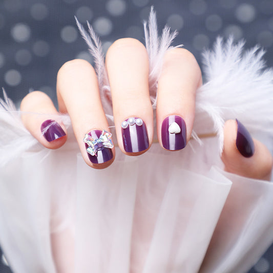 Purple Nails With Diamonds