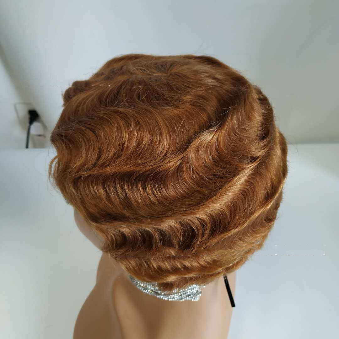 Pixie Cut  Finger Wave Short Bob Remy Wig