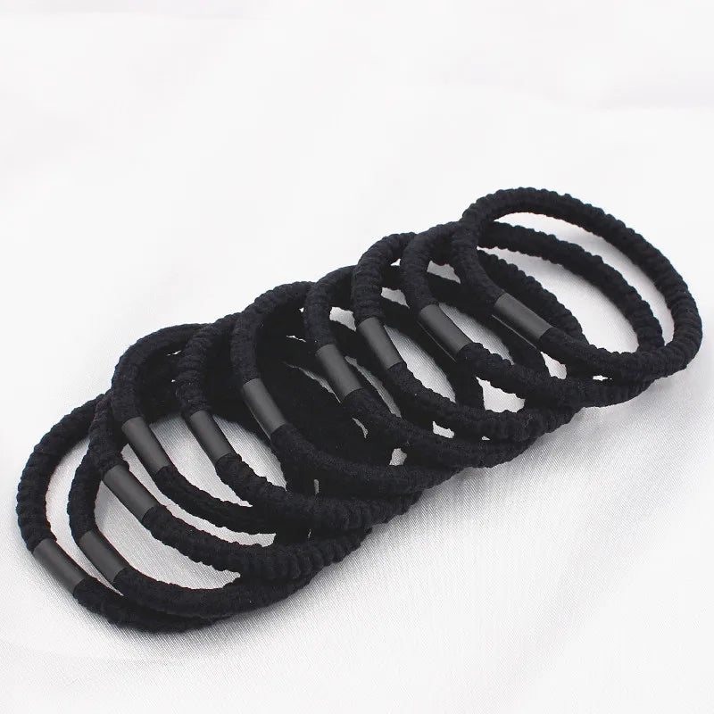 Thick Elastic Hair Band Solid Black Brown 10pcs