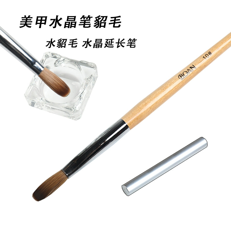 Mink Hair Flat Head Wooden Pole Nail Pen