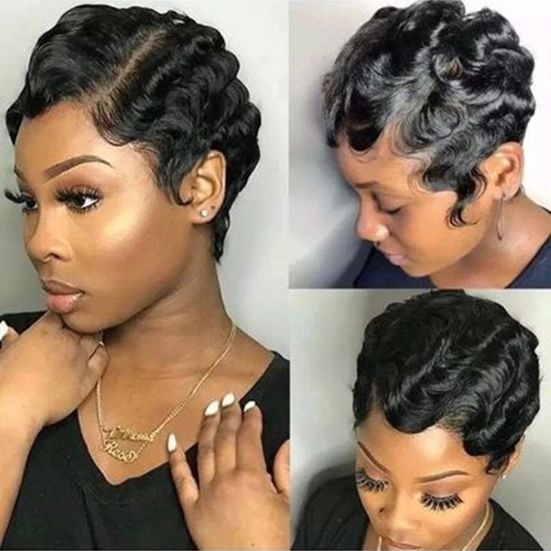 Deep Wave Pixie Cut Bob Wig