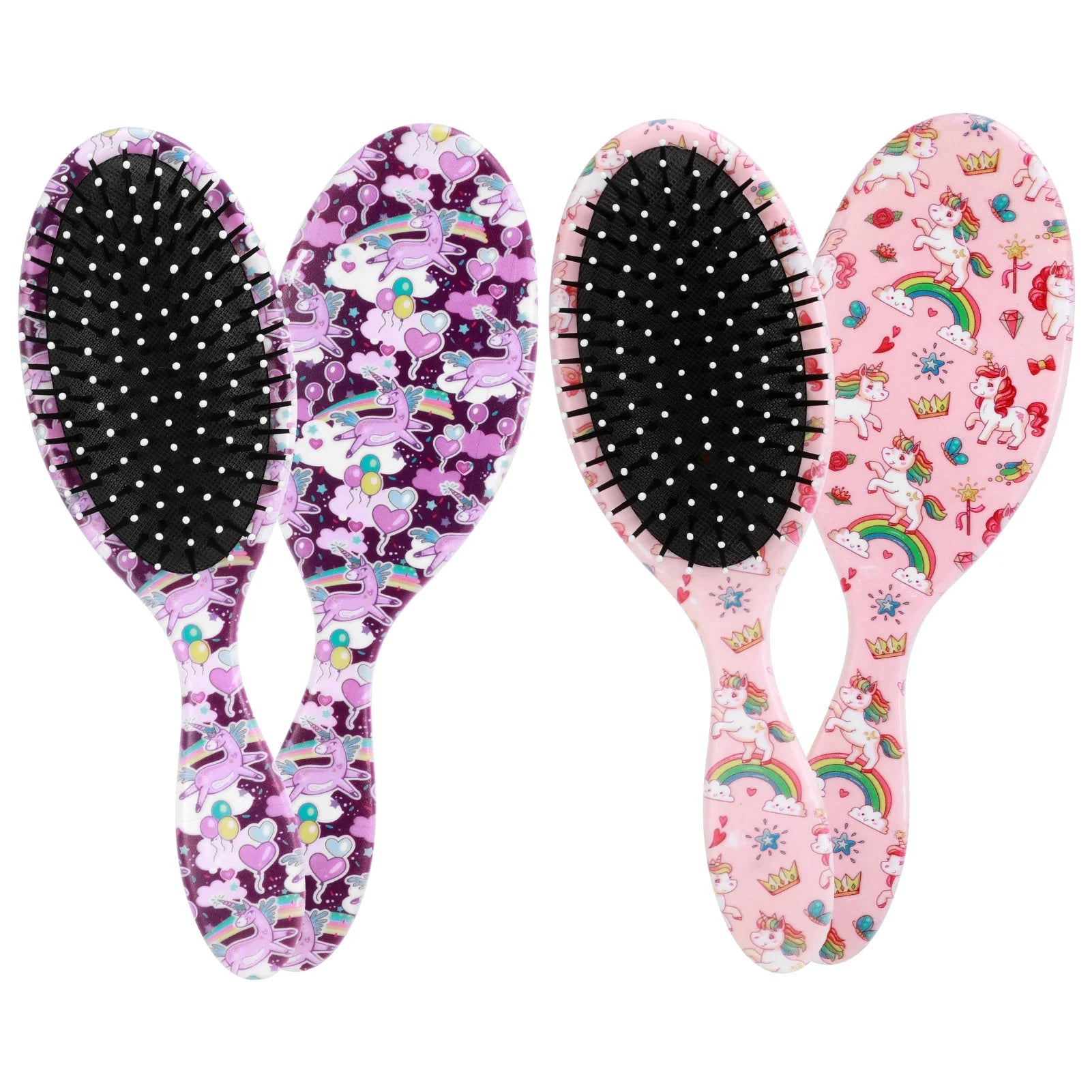 2 Pack Girls Hair Brush, Hair Detangler Brushes, Curly Hair Brush Detangler Tangle Brush, Soft Flexible Bristles Glide through Tangles with Ease, Pain-Free Comb for All Hair Types(Purple)