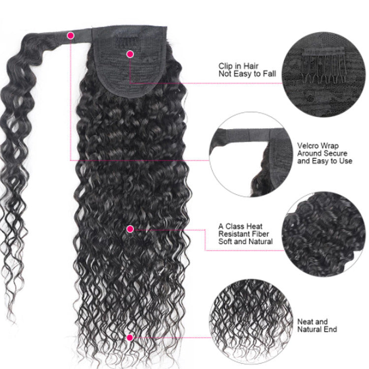 Deep Kinky Curly Body Water  Velcro Ponytail