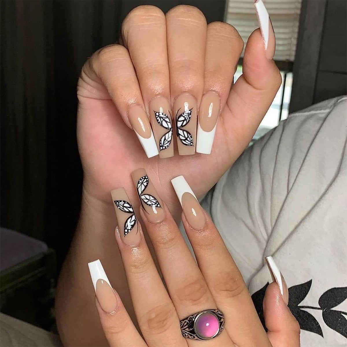 White French Butterfly Nail Set