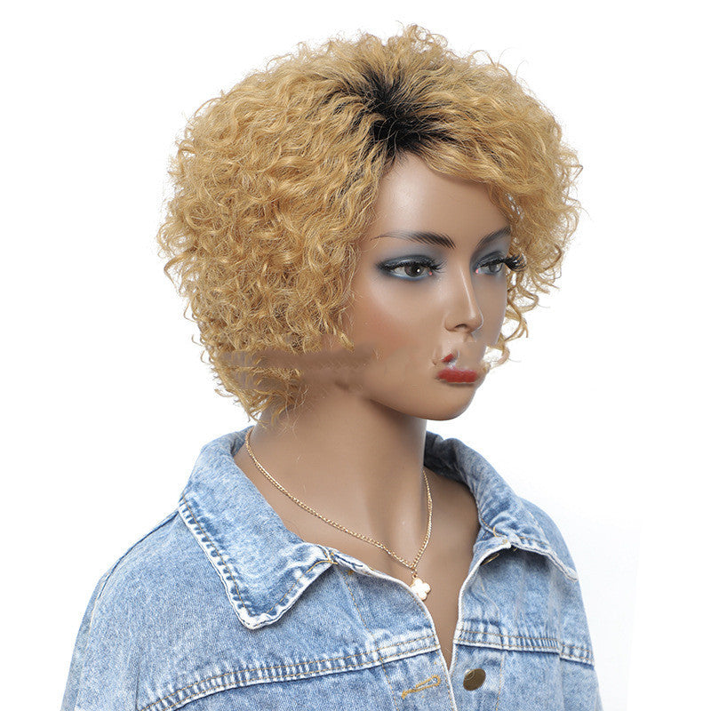 Small Curly Short Blonde Wig