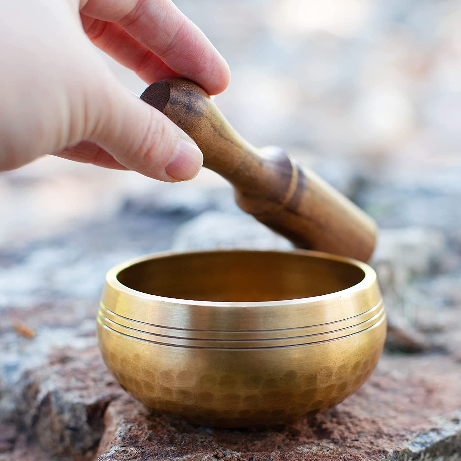 Tibetan Singing Bowl Set - Bronze Style - Easy to Play - Authentic Handcrafted Mindfulness Meditation Holistic Sound 7 Chakra Healing Gift by  (3.5")