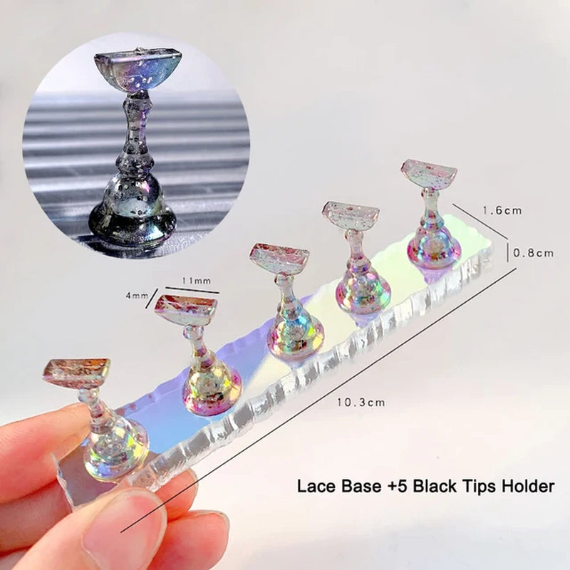 Aurora Acrylic Nail Holder with Base Showing Shelves Nail Stand for Press on Nails Fake Nail Tips Training Display Organizer