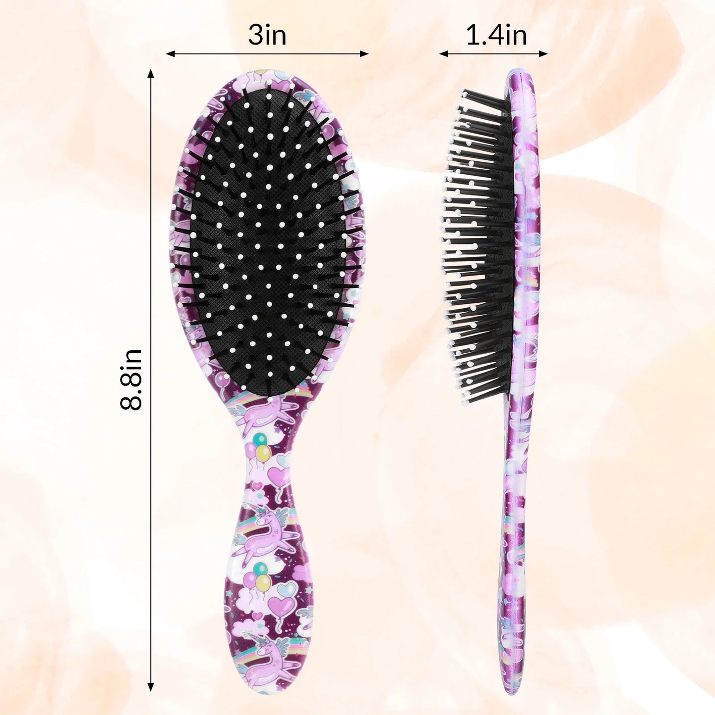 2 Pack Girls Hair Brush, Hair Detangler Brushes, Curly Hair Brush Detangler Tangle Brush, Soft Flexible Bristles Glide through Tangles with Ease, Pain-Free Comb for All Hair Types(Purple)