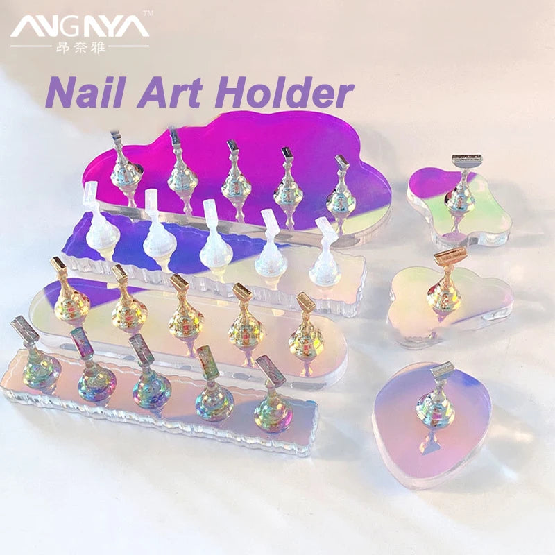 Aurora Acrylic Nail Holder with Base Showing Shelves Nail Stand for Press on Nails Fake Nail Tips Training Display Organizer