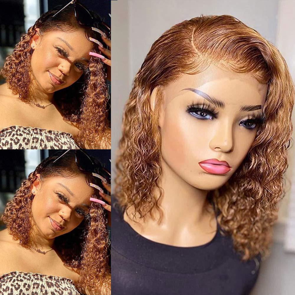 Short Curly Honey Blonde Bob Lace Wig