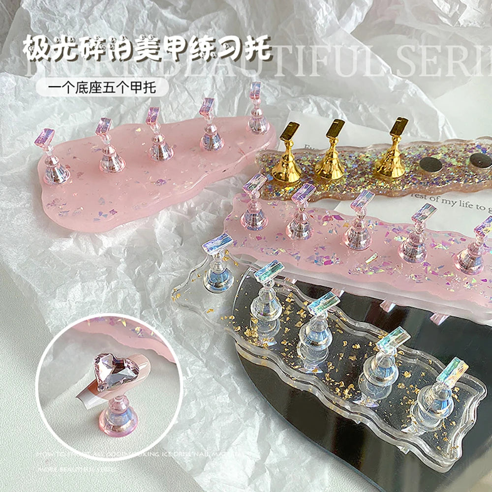 Aurora Acrylic Nail Holder with Base Showing Shelves Nail Stand for Press on Nails Fake Nail Tips Training Display Organizer