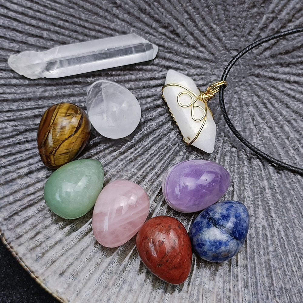 Crystal Jade Chakra Egg Hanging Set